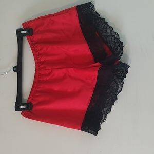 Red satin PJ shorts